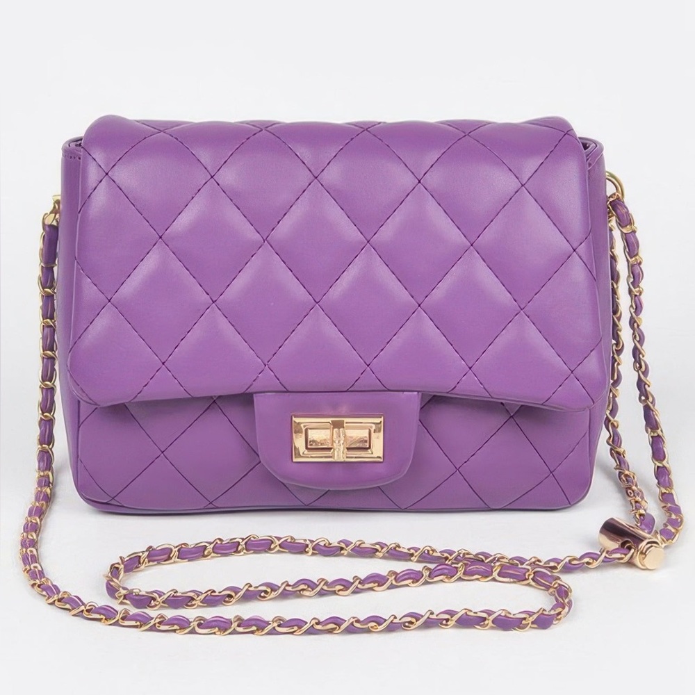 Quilted Faux Leather Flap Bag